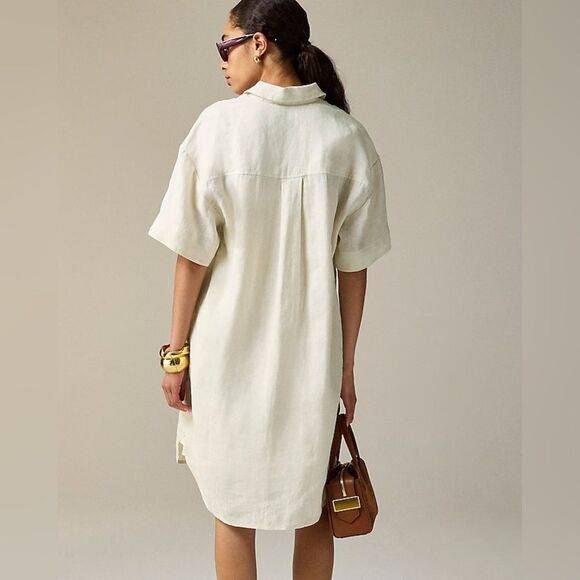 NWT J CREW Utility shirtdress in linen in Natural - Picture 4 of 12